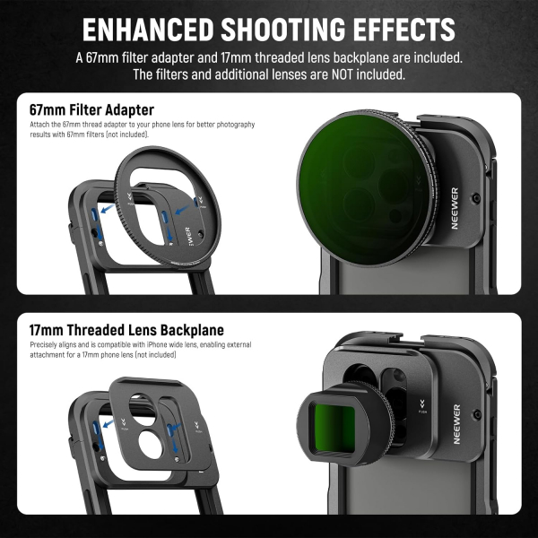 NEEWER iPhone 15 Pro Max Uyumlu Filtre Adaptr Donanm