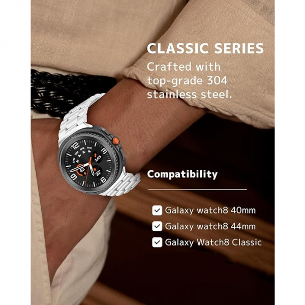 NINKI Galaxy Watch 8 40mm elik Kay -Silver