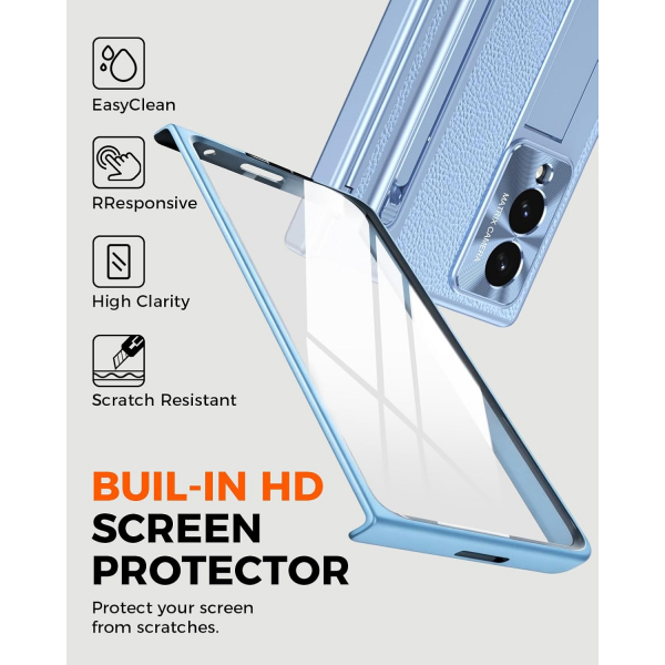 NINKI Galaxy Z Fold 8 Kalemli Standl� K�l�f-�ce-clear blue