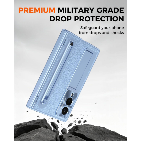 NINKI Galaxy Z Fold 8 Kalemli Standl� K�l�f-�ce-clear blue