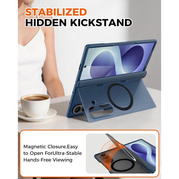 NINKI Galaxy Z Fold 8 Ultra MagSafe Standl� K�l�f-Blue