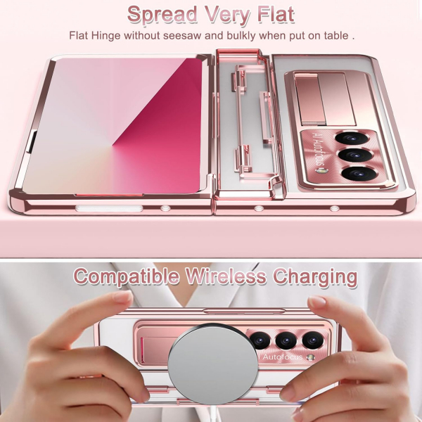 NINKI Samsung Galaxy Z Fold 7 Kickstandl Klf-Rose Gold