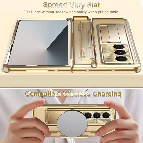 NINKI Samsung Galaxy Z Fold 7 Kickstandl Klf-Champagne Gold
