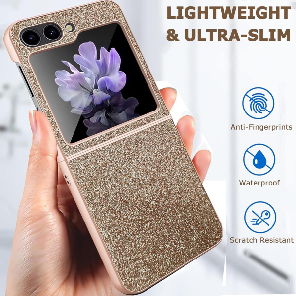 NINKI Samsung Galaxy Z Flip 7 Simli Klf -Gold