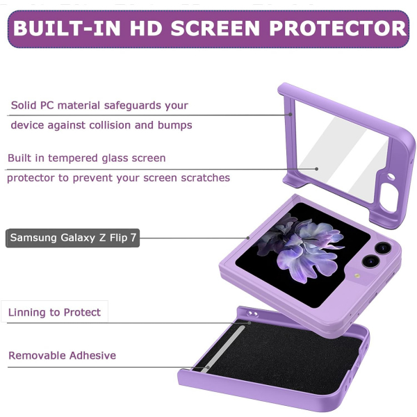 NINKI Samsung Galaxy Z Flip 7 Simli Klf -Purple