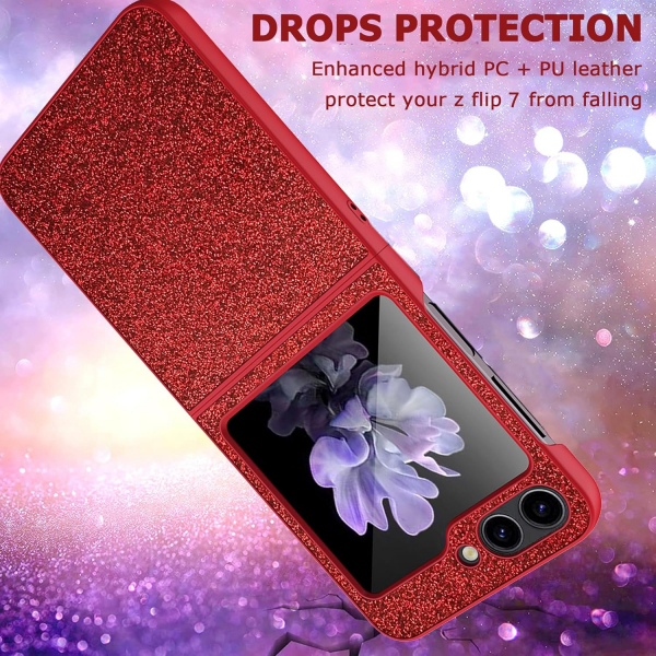 NINKI Samsung Galaxy Z Flip 7 Simli Klf -Red