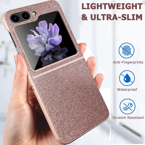 NINKI Samsung Galaxy Z Flip 7 Simli Klf -Rose Gold