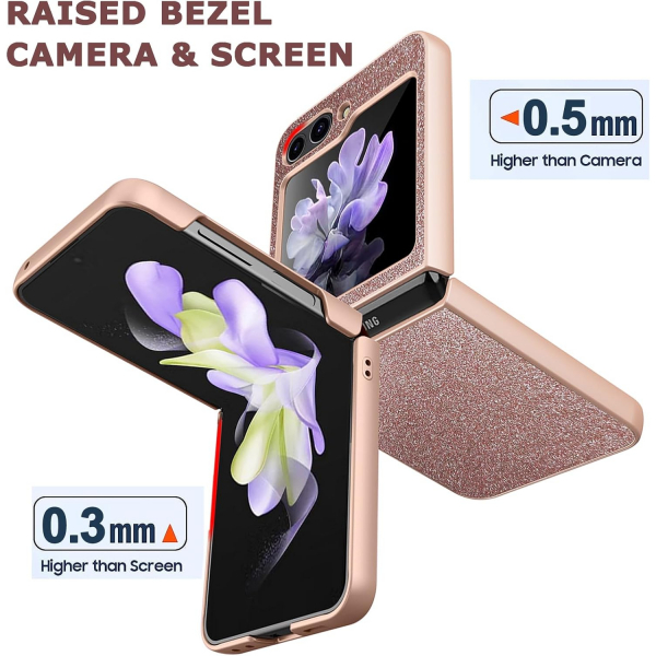 NINKI Samsung Galaxy Z Flip 7 Simli Klf -Rose Gold