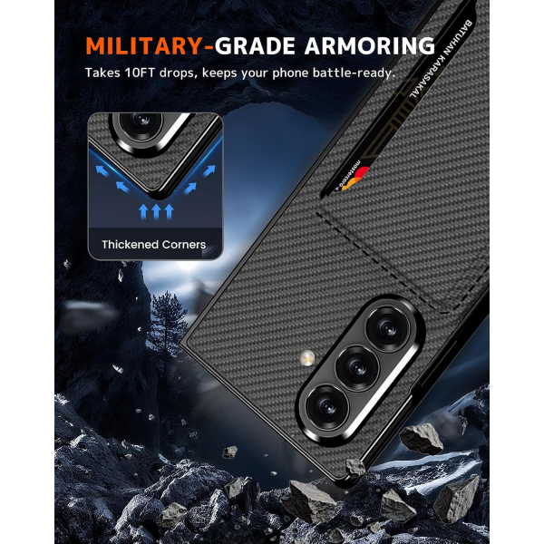 NINKI Samsung Galaxy Z Fold 7 Kickstandl Klf-Carbon Fiber
