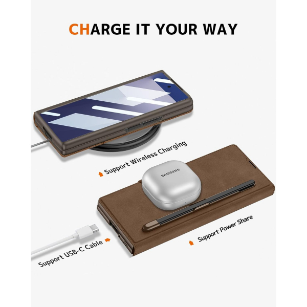 NINKI Samsung Galaxy Z Fold 7 Kart Tutuculu Klf-Brown