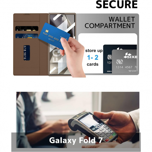NINKI Samsung Galaxy Z Fold 7 Kart Tutuculu Klf-Brown