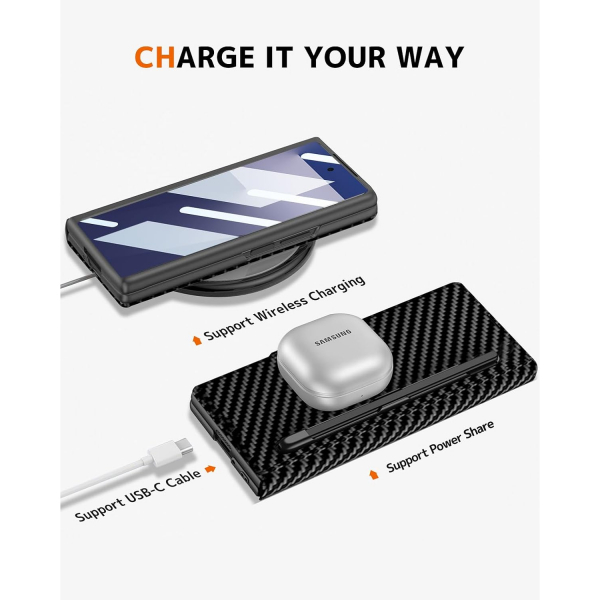 NINKI Samsung Galaxy Z Fold 7 Kart Tutuculu Klf-Carbon Fiber Black 