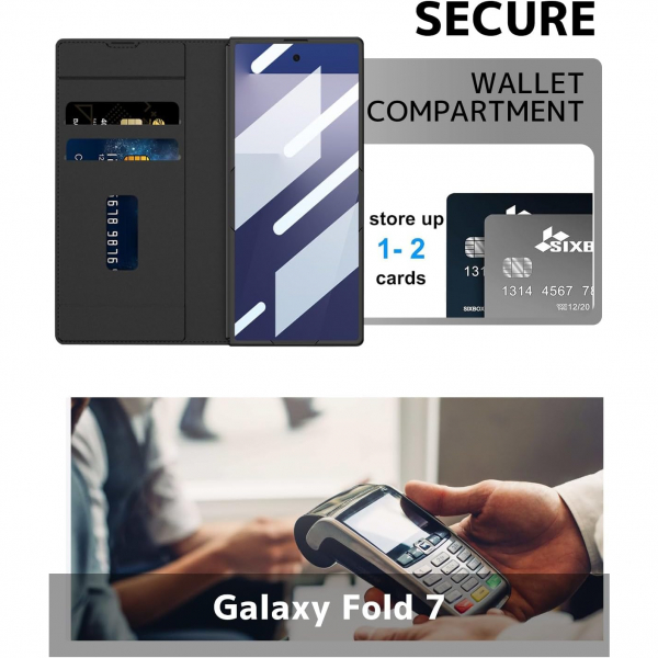 NINKI Samsung Galaxy Z Fold 7 Kart Tutuculu Klf-Carbon Fiber Black 