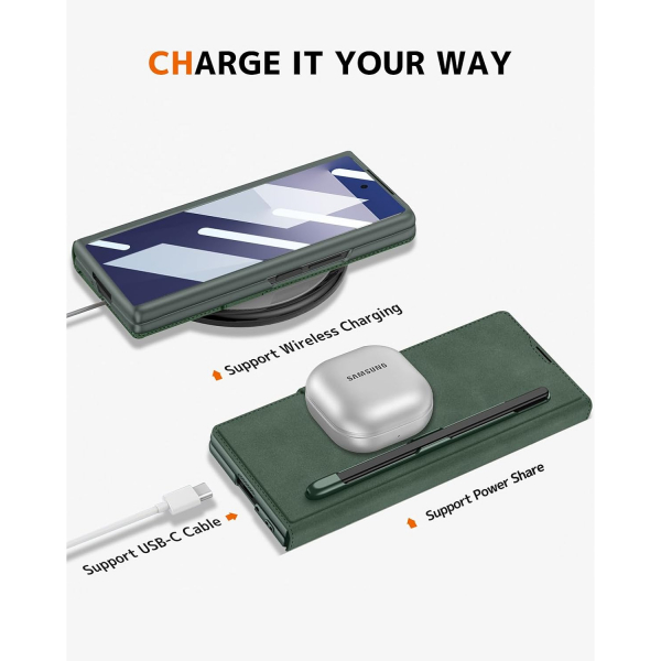 NINKI Samsung Galaxy Z Fold 7 Kart Tutuculu Klf-Green