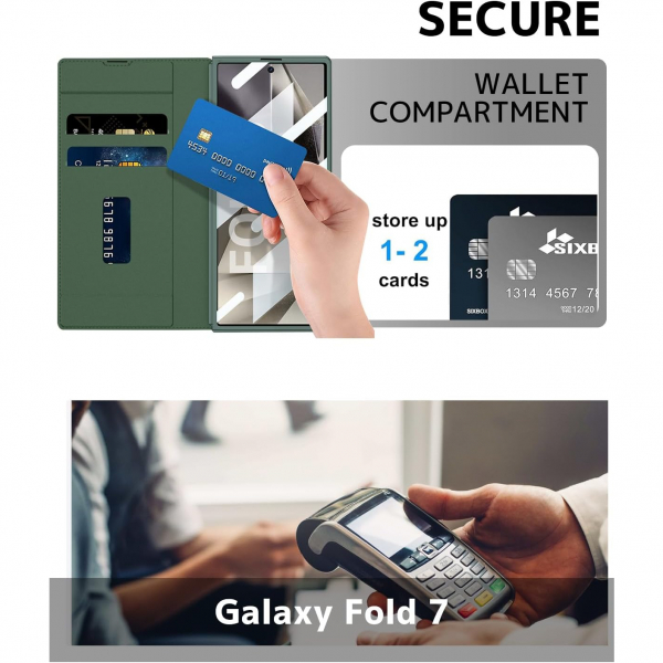 NINKI Samsung Galaxy Z Fold 7 Kart Tutuculu Klf-Green