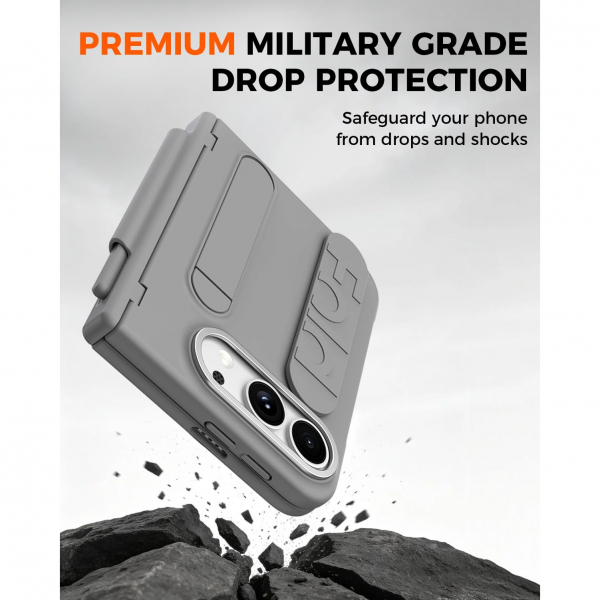 NINKI iPhone Duo Standl� Ekran Koruyuculu K�l�f-Gray