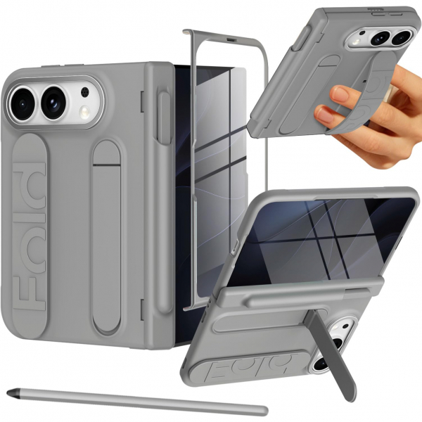 NINKI iPhone Duo Standl� Ekran Koruyuculu K�l�f-Gray