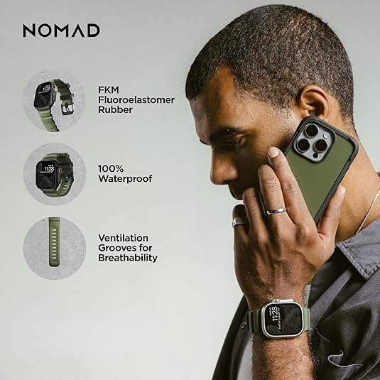 NOMAD Apple Watch 10 49mm Rocky Point Kay��-Forest Green/Natural