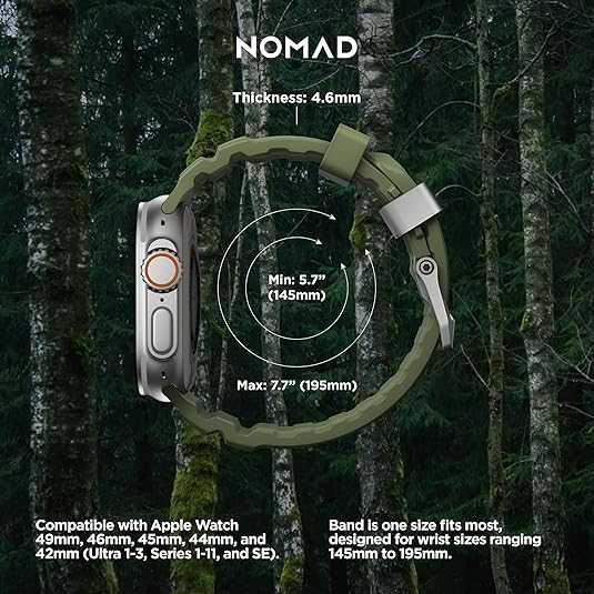 NOMAD Apple Watch 10 49mm Rocky Point Kay��-Forest Green/Natural