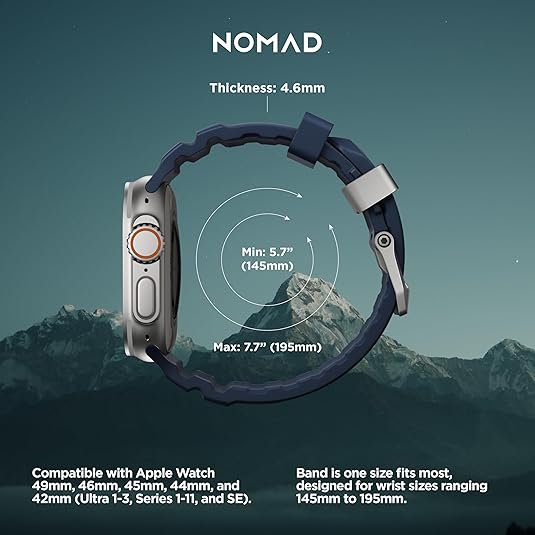 NOMAD Apple Watch 10 49mm Rocky Point Kay��-Atlantic Blue/Natural