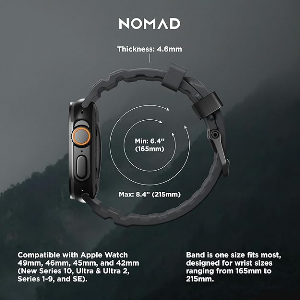 NOMAD Apple Watch 10 46mm Rocky Point Kay-Dark Storm Gray
