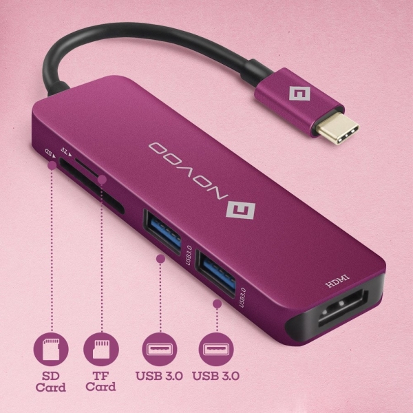 NOVOO USB C Hub/HDMI 4K Adaptr (Pembe)