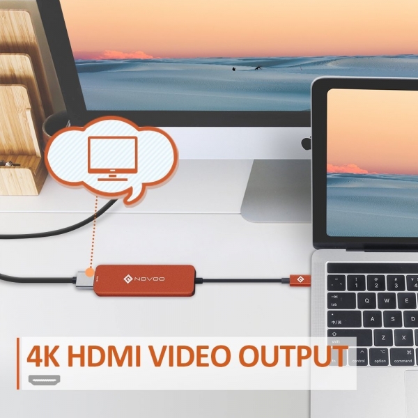 NOVOO USB C Hub/HDMI 4K Adaptr (Turuncu)