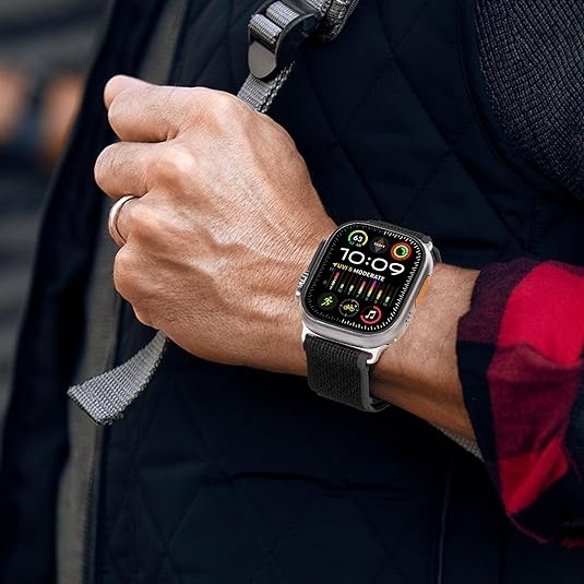 NewWays Apple Watch Ultra 2. Nesil ile Uyumlu Kay-Black Gray