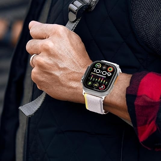 NewWays Apple Watch Ultra 2. Nesil ile Uyumlu Kay-Yellow Beige