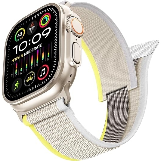 NewWays Apple Watch Ultra 2. Nesil ile Uyumlu Kay-Yellow Beige