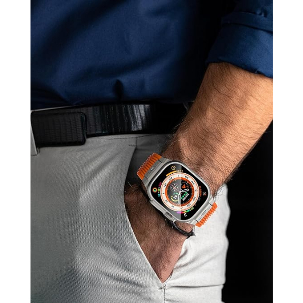 NewWays Apple Watch Ultra 3 Silikon Kay -Orange Titanium