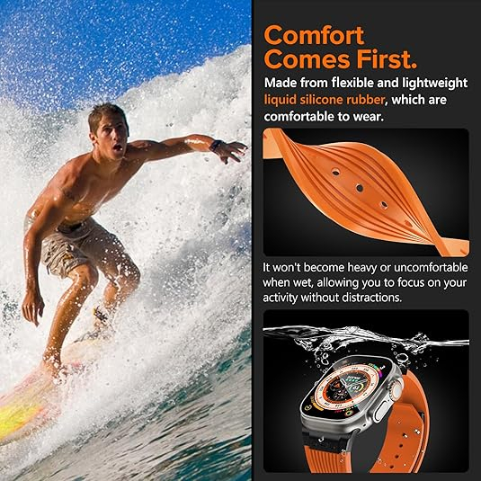 NewWays Apple Watch Ultra 3 Silikon Kay -Orange Black