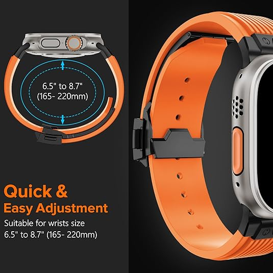 NewWays Apple Watch Ultra 3 Silikon Kay -Orange Black