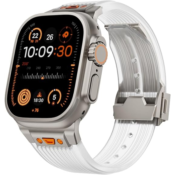 NewWays Apple Watch Ultra 3 Silikon Kay -Clear Titanium