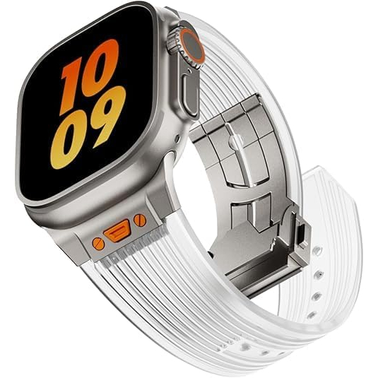NewWays Apple Watch Ultra 3 Silikon Kay -Clear Titanium