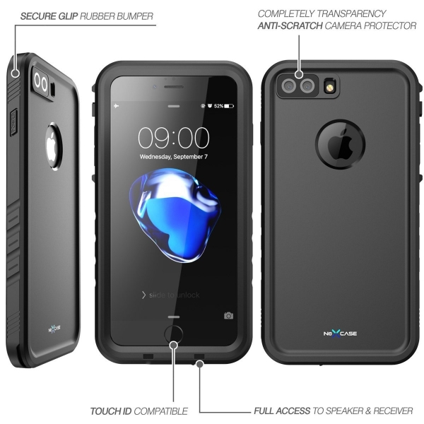 NexCase Apple iPhone 7 Plus Ekran Koruyucu ve Su Geirmez Klf-Black