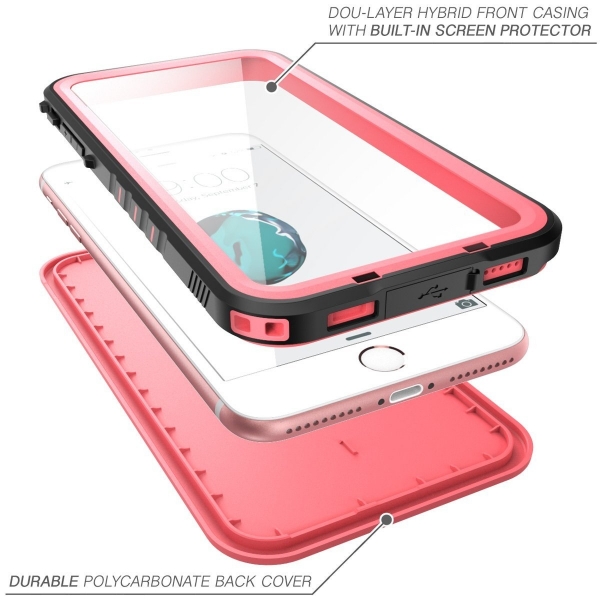 NexCase Apple iPhone 7 Plus Ekran Koruyucu ve Su Geirmez Klf-Pink