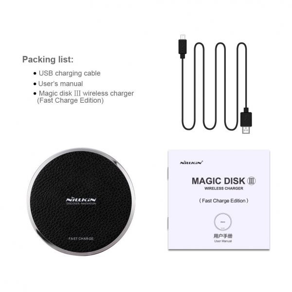 Nillkin Magic Disk 3 Qi Kablosuz arj Cihaz-Black