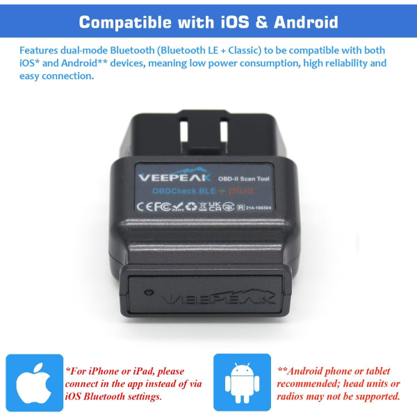 Veepeak OBDCheck Plus Bluetooth OBD 2 Ara� Tan� Cihaz�