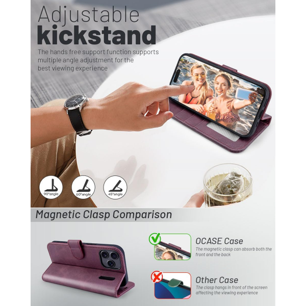 OCASE Apple iPhone 17 Pro Czdan Klf-Mulberry