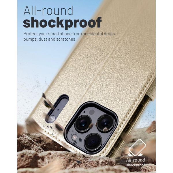 OCASE Apple iPhone 17 Pro Czdan Klf-Gold