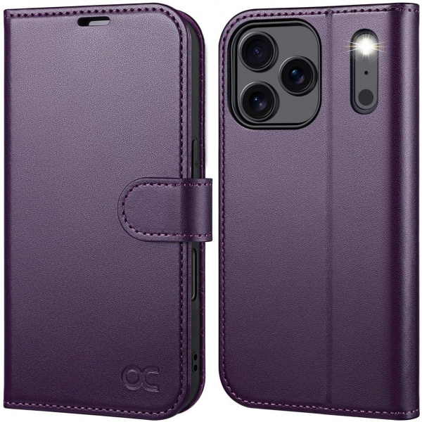 OCASE Apple iPhone 17 Pro Czdan Klf-Dark Purple