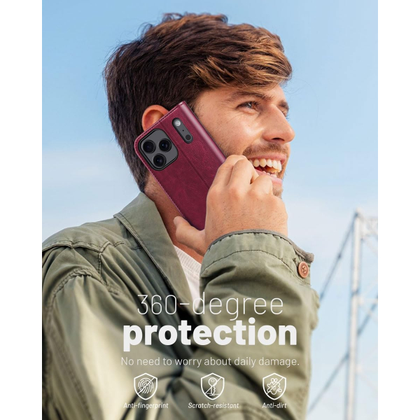 OCASE Apple iPhone 17 Pro Czdan Klf-Burgundy