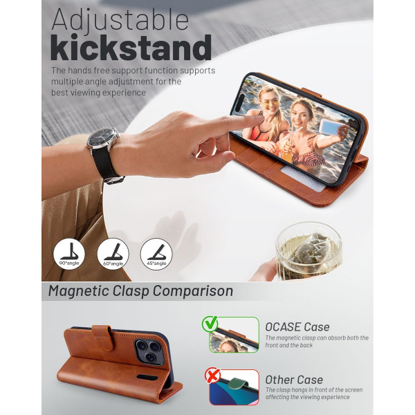 OCASE Apple iPhone 17 Pro Czdan Klf-Brown