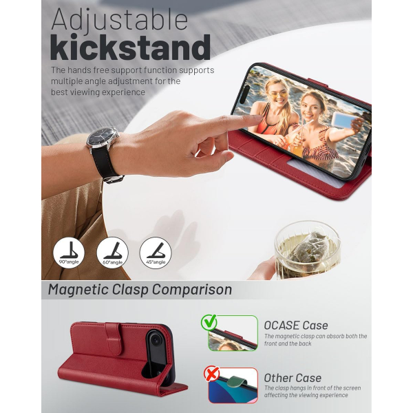 OCASE Apple iPhone Air C�zdan K�l�f-Dark Red