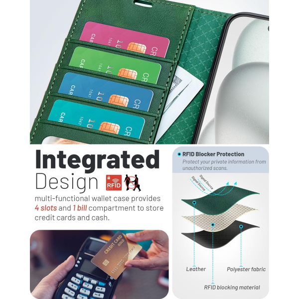 OCASE Apple iPhone Air C�zdan K�l�f-Blackish Green