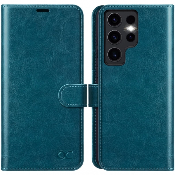 OCASE Galaxy S24 Ultra Deri Czdan Klf-Peacock Blue