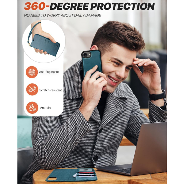 OCASE Apple iPhone 16e Czdan Klf-Peacock Blue