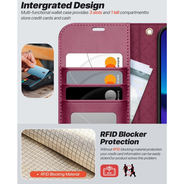 OCASE Apple iPhone 16e Czdan Klf-Burgundy