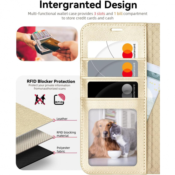 OCASE Samsung Galaxy S25 Deri Czdan Klf-Gold